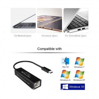 TEOKEOO USB-C Adapter with 3-Port USB 3.0 & Gigabit Port